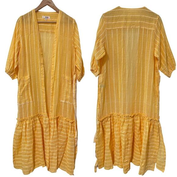 Lemlem Matara Robe Belted Maxi Dress Size S Yellow Beachy Swim Cover Up NWOT - Picture 2 of 9